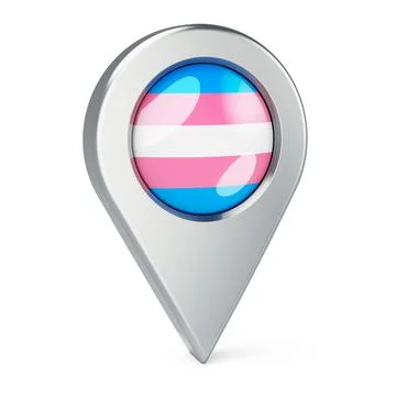 Map pointer with transgender flag, 3D rendering Stock Illustration