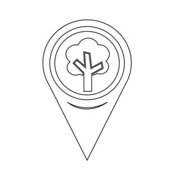 Map Pointer Tree icon Stock Illustration