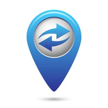 Map pointer with two arrows Stock Illustration