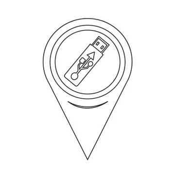 Map Pointer USB Flash Drive Icon Stock Illustration