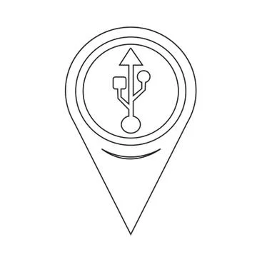 Map Pointer Usb Icon Stock Illustration