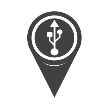 Map Pointer Usb Icon Stock Illustration