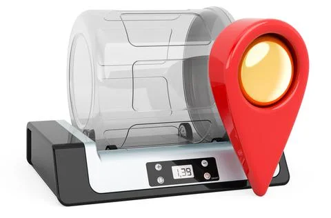Map pointer with vacuum marinator. 3D rendering Illustrazione stock
