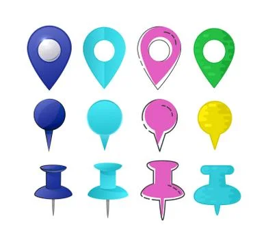 Map pointer vector location pin marker sign navigation icon colorful place point Ilustración de archivo