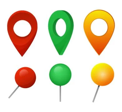Map pointer vector location pin marker sign navigation icon colorful place point Stock Illustration