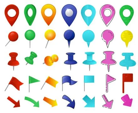 Map pointer vector location pin marker sign navigation icon colorful place point Ilustración de archivo