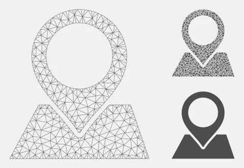 Map Pointer Vector Mesh 2D Model and Triangle Mosaic Icon 스톡 일러스트