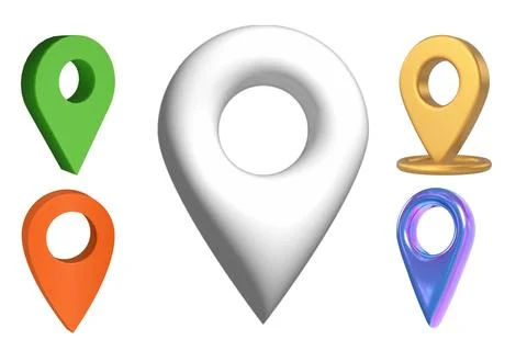 Map pointer vector set in red green and blue colors. isolated white backgroun Stock Illustration