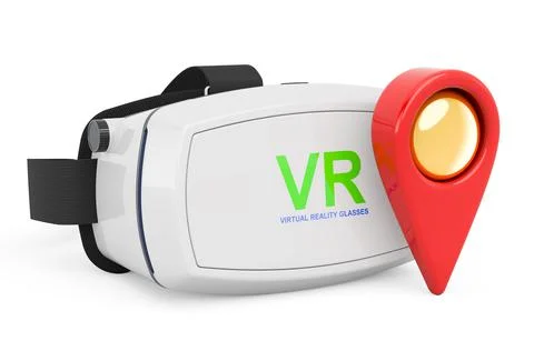 Map pointer with VR virtual reality glasses, 3D rendering Stockillustratie