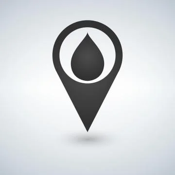 Map pointer with water drop icon. Vector illustration. Illustrazione stock