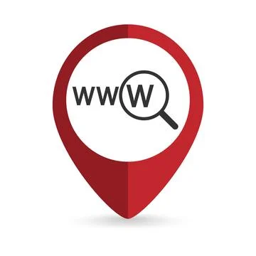 Map pointer with web search icon. Vector illustration. Stock Illustration