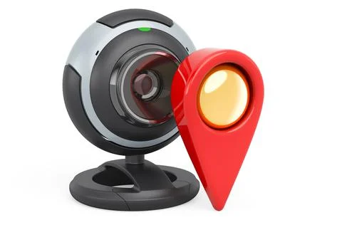 Map pointer with webcam. 3D rendering Stockillustratie