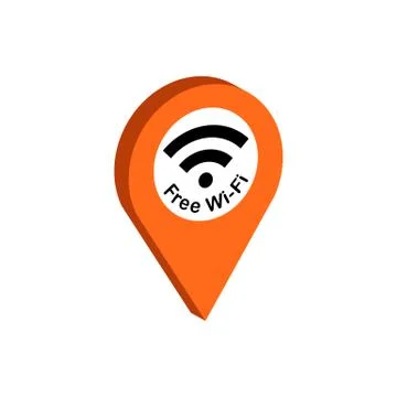 Map Pointer with Wi-Fi symbol. Flat Isometric Icon or Logo. 3D Style Pictogra Stock Illustration