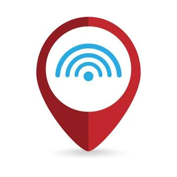 Map pointer with Wireless and wifi icon. Vector illustration. Stock Illustration