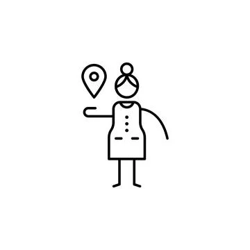 Map pointer, woman icon. Element of people in travel line icon. Thin line icon Stock Illustration