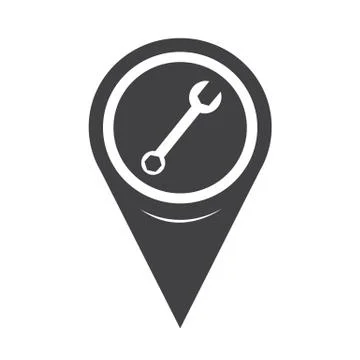 Map Pointer Wrench Icon 스톡 일러스트