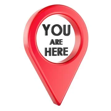 Map pointer You Are Here, front view. 3D rendering Stock Illustration