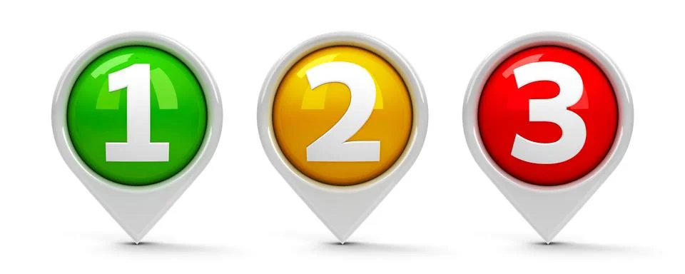 Map pointers 1 2 3 Stock Illustration