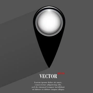 Map pointers. Flat modern web button with long shadow and space for your text Stock Illustration