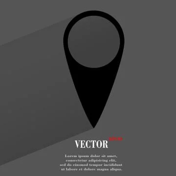 Map pointers. Flat modern web button with long shadow and space for your text Stock Illustration