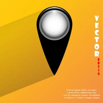 Map pointers. Flat modern web button with long shadow and space for your text Stock Illustration