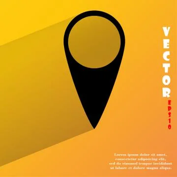 Map pointers. Flat modern web button with long shadow and space for your text Illustrazione stock