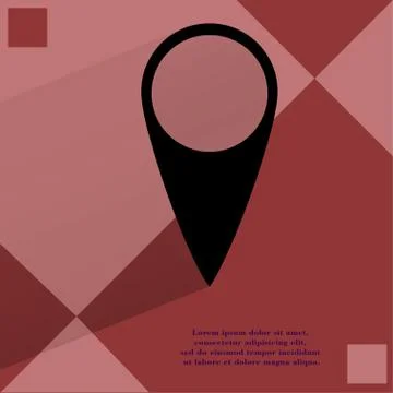 Map pointers. Flat modern web button  on a flat geometric abstract background Stock Illustration