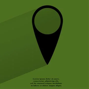 Map pointers. Flat modern web button with long shadow and space for your text Stock Illustration