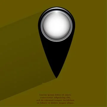 Map pointers. Flat modern web button with long shadow and space for your text Illustrazione stock
