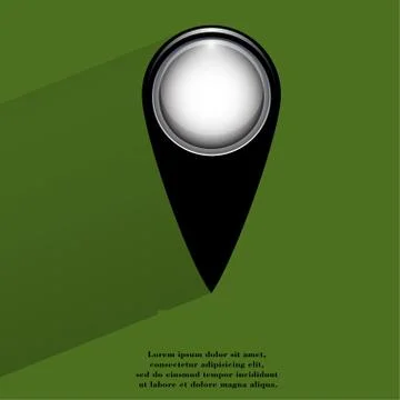 Map pointers. Flat modern web button with long shadow and space for your text Stock Illustration