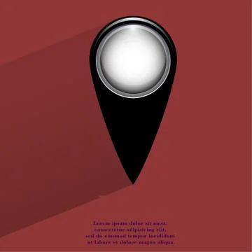 Map pointers. Flat modern web button with long shadow and space for your text Stock Illustration