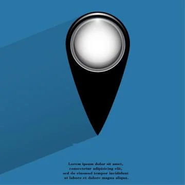 Map pointers. Flat modern web button with long shadow and space for your text Stock Illustration