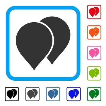Map Pointers Framed Icon Stock Illustration