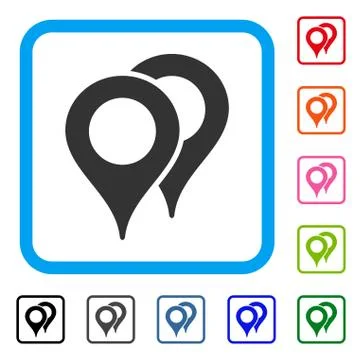 Map Pointers Framed Icon Stockillustratie