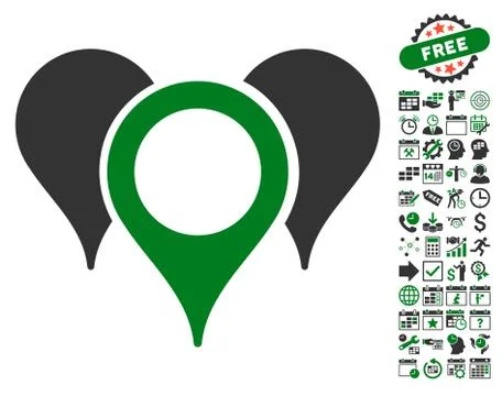 Map Pointers Icon With Bonus Stock Illustration