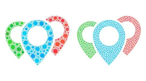 Map Pointers Icon - Composition with Covid Virus Biological Hazard Infection Stock Illustration