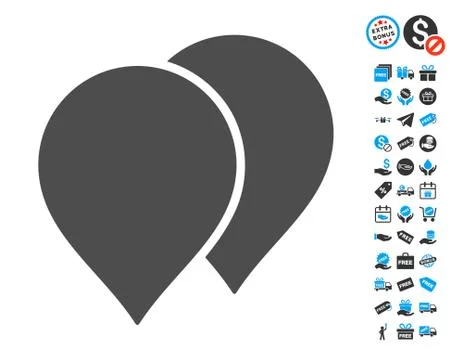 Map Pointers Icon with Free Bonus Illustrazione stock