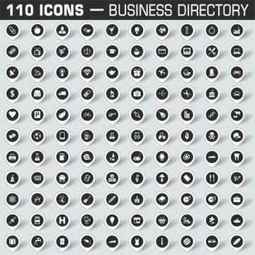 Map pointers icon set for business directory Stock Illustration