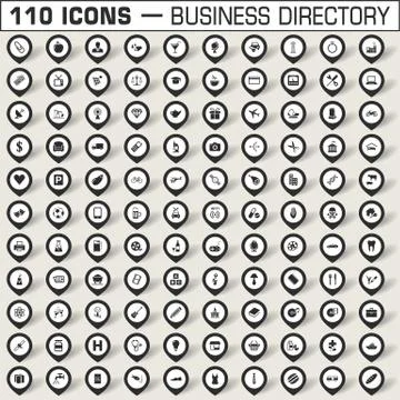 Map pointers icon set for business directory Stock Illustration