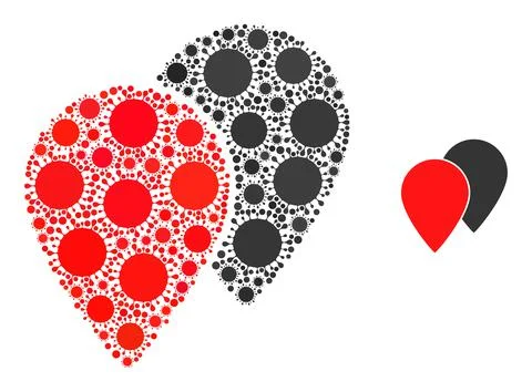 Map Pointers Icon - Virus Collage Stock Illustration