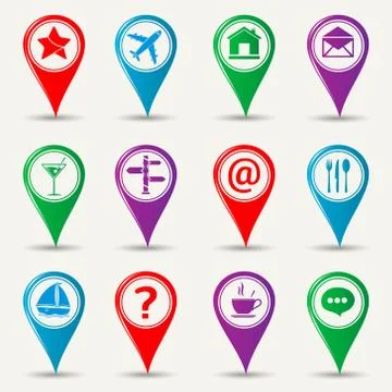 Map pointers icons Stock Illustration