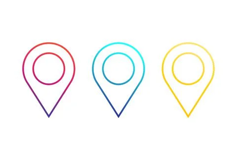 Map pointers, location icons, linear pins Stock Illustration