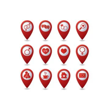 Map pointers love set Stock Illustration