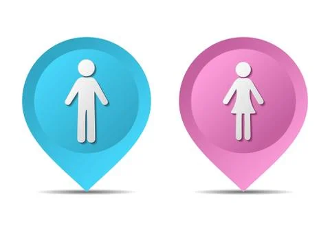 Map pointers with man and woman icons Stock Illustration