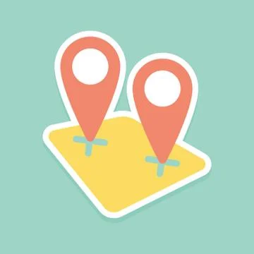 Map pointers on map Illustrazione stock