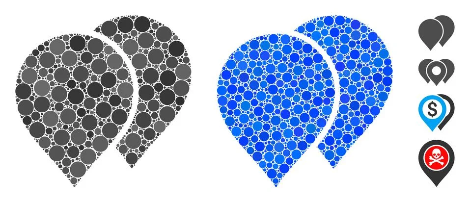 Map Pointers Mosaic Icon of Circles Illustrazione stock