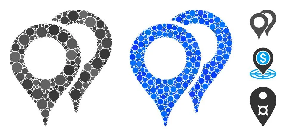 Map Pointers Mosaic Icon of Circles Stock Illustration