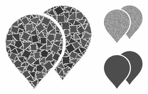 Map pointers Mosaic Icon of Uneven Items 스톡 일러스트