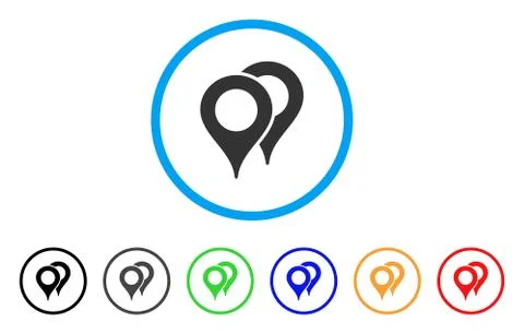 Map Pointers Rounded Icon Stock Illustration