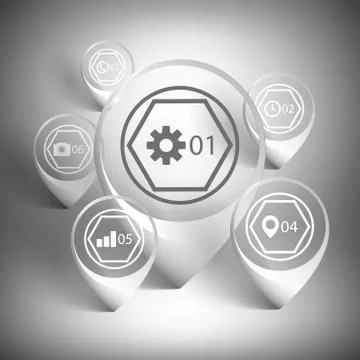 Map pointers set. White icon templates vector イラスト素材